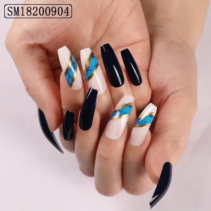 

ballerina press on nails gold pink blue reusable press on nails christmas coffin nails press on
