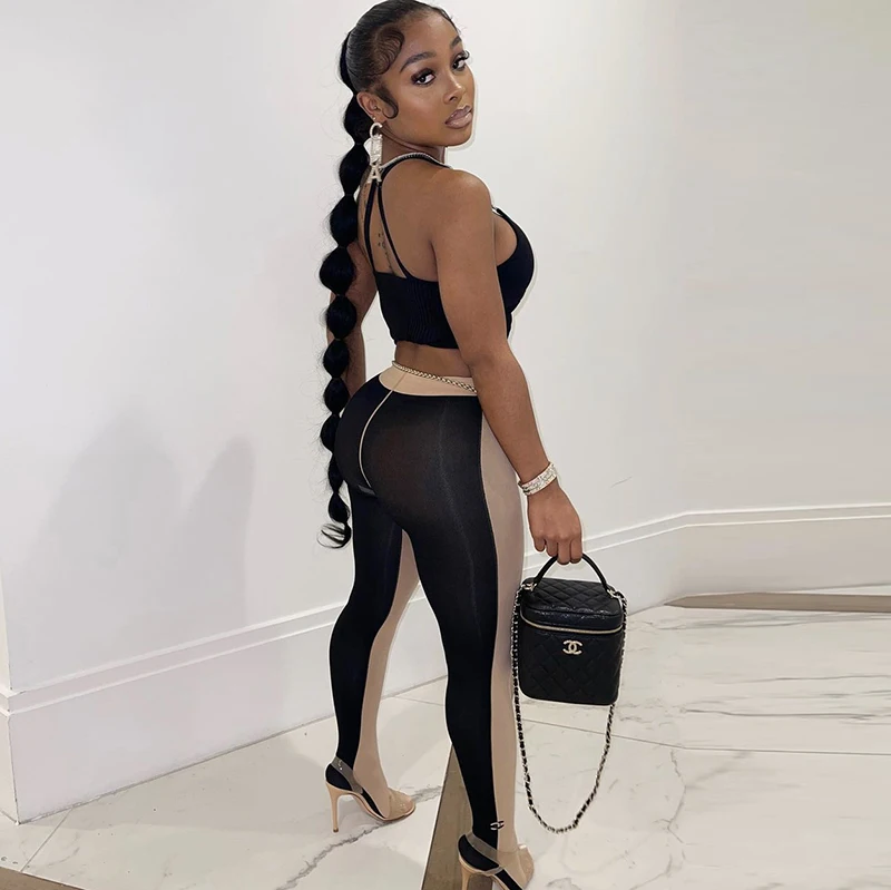 

Sandtree K21PT314 Casual Patchwork Women'S Breathable Pants Trousers 2021 New Arrivals High Waist Mesh pants Streetwear