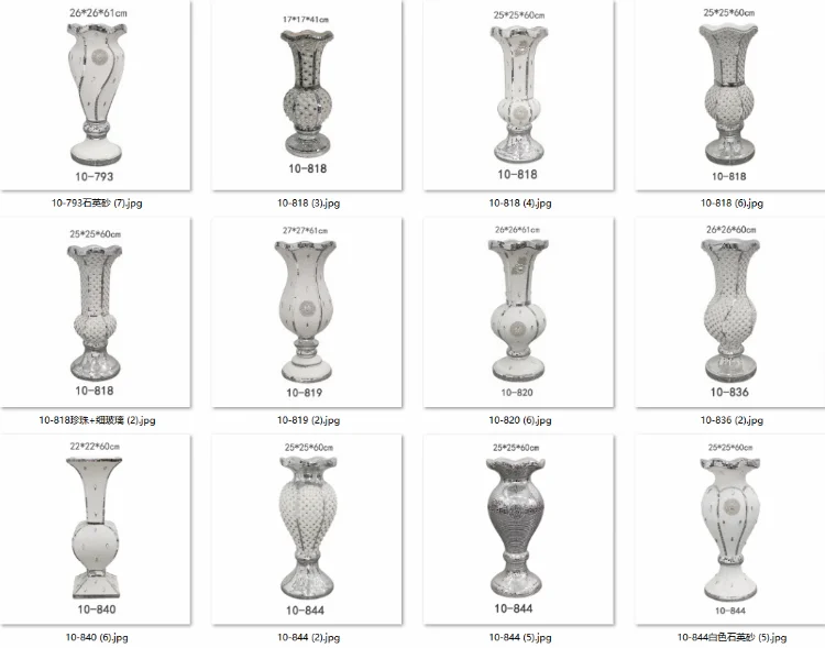 Diamond Home Decoration European Style Luxury White Silver Flower Vase