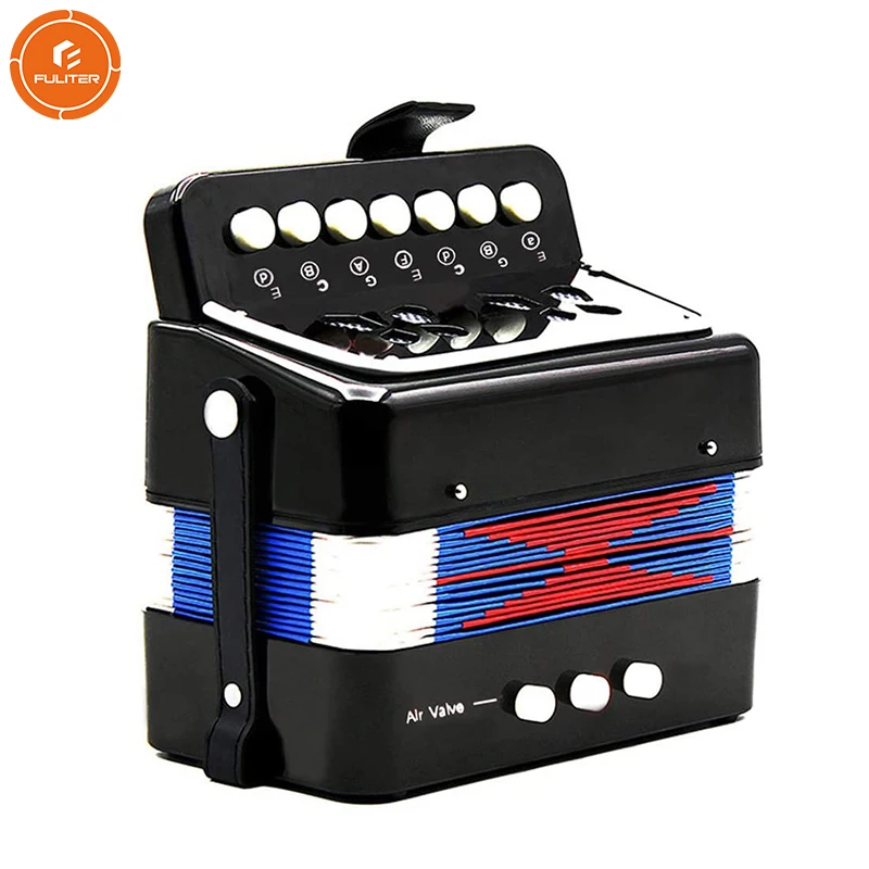 

Kids Children Toddlers Beginners 17-key 8 bass Mini Educational Musical Instruments Toy Mini Accordion, Black;customized