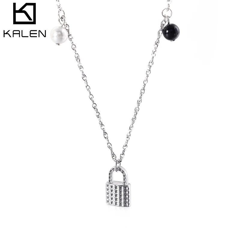

Factory Direct Sale Necklace Jewelry Lock Star Pendant Necklace With Shell Pearl, Gold ,silver