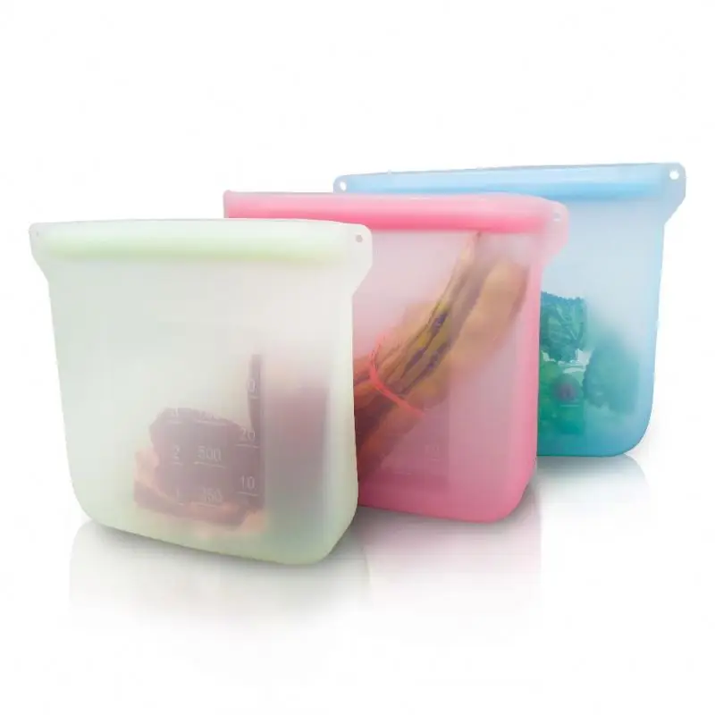 

Silicone Reusable Ziplock Snack Kitchen Freezer Food Storage Bag, Customized color