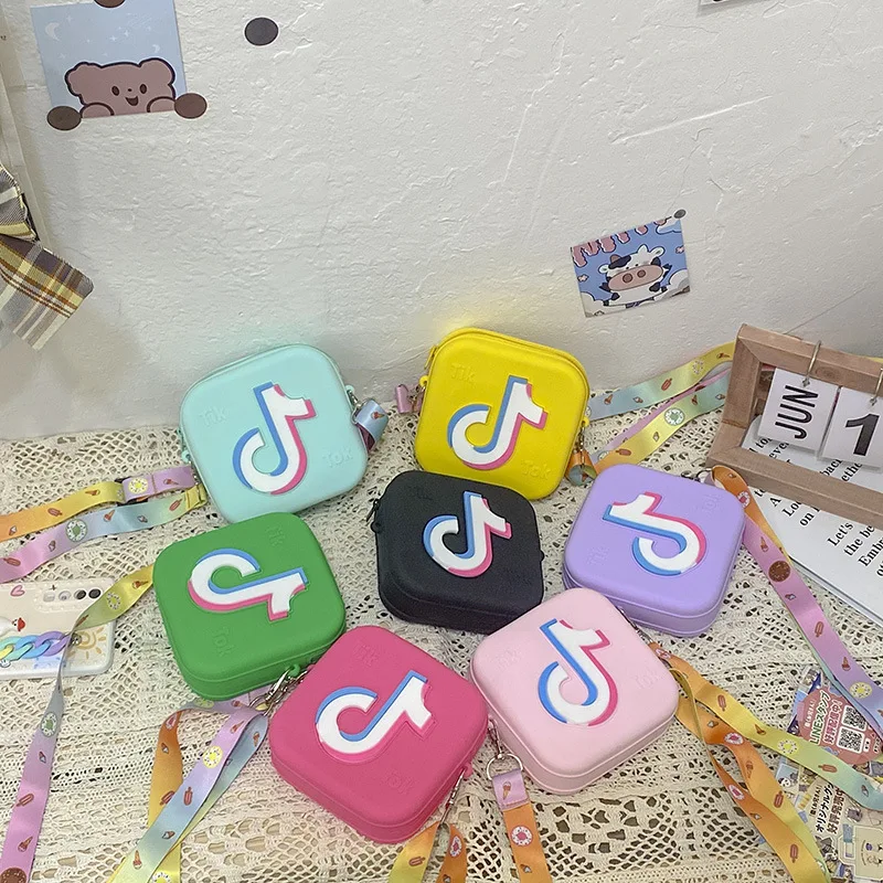 

2021 Cartoon Tiktok Pattern popular bag children's coin purse shoulder crossbody bags small square bag