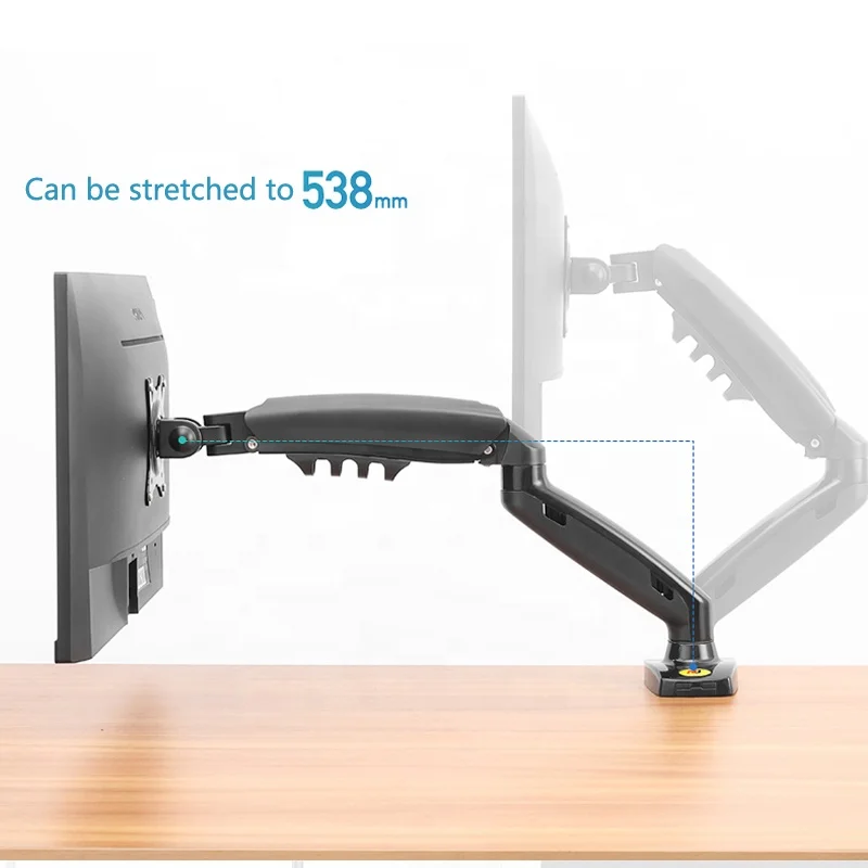 Full Motion VESA 100x100 Desktop Monitor Mount for 17