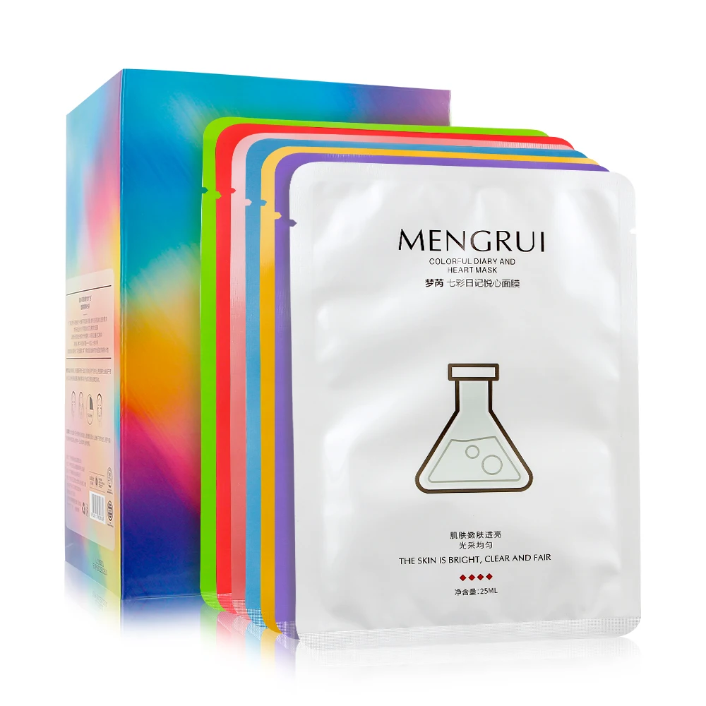 

7-Color Plant Fruit Extract Moisturizing Face Sheet Mask Oil Control Anti-Wrinkle Keep Firming Collagen Whitening Facial Mask