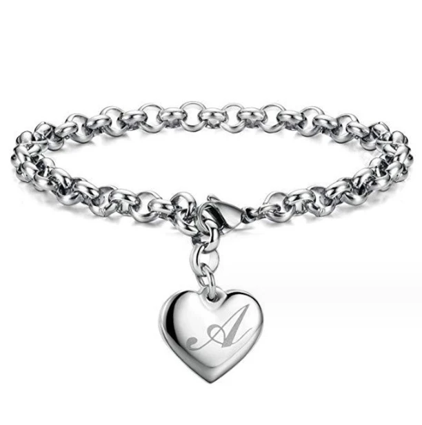 

Fashion figure 26 English letters plated 925 silver copper love girl solid pendant bracelet