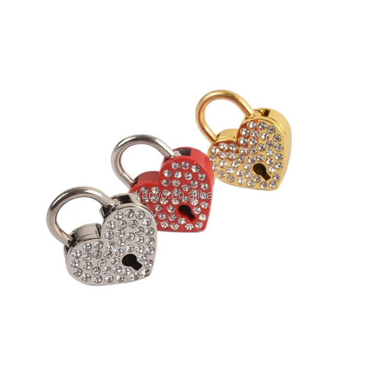 

Fashion Heart Shape Padlock With Diamond Wedding Valentine's Day Gift Love Lock With Rhinestone Love Padlock, Optional