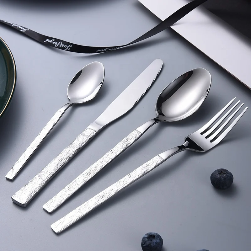 

New modern design cutlery set stainless steel 4 pieces set restaurant hotel knife spoon fork silverware flatware set