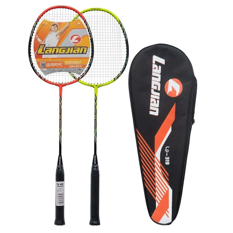 

2 Pack Professional Carbon Fiber Belt Line Badminton Rackets Reinforced 3U 4U Couple Rackets, Orange+ yellow