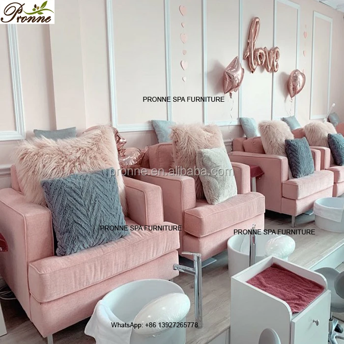 

nail supply furniture cheap price pink sofa pedicure chair with pipes, Optional