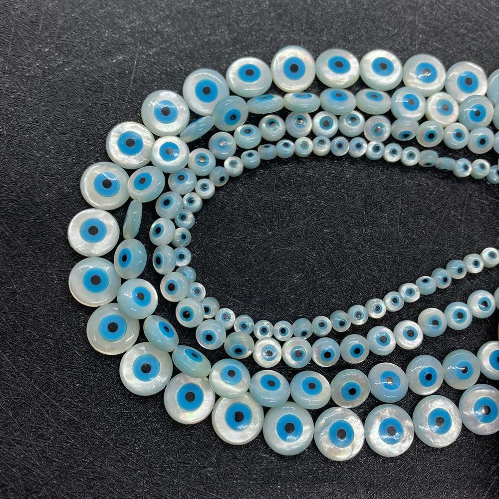 

JC crystal 4-10mm natural shell evil eye beads for jewelry making evil eye beads round