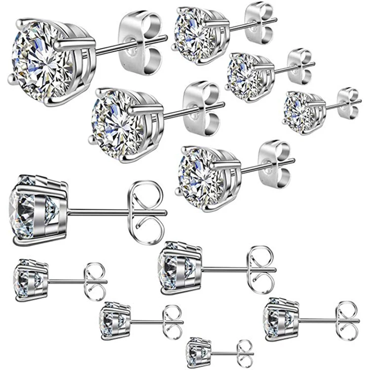 

Fashion Zircon AB Crystal Cubic Zirconia Small Bezel Stud Earrings Set