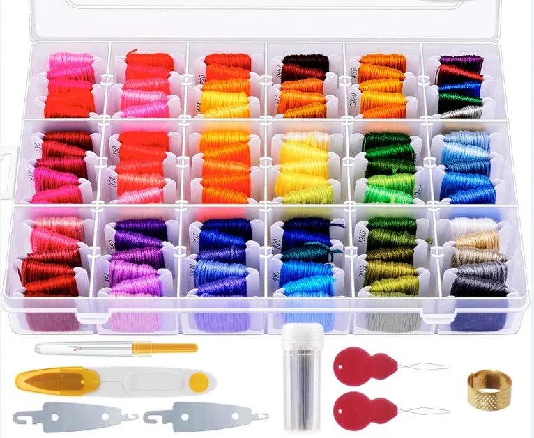 

145 Pcs Embroidery Floss with Organization Box Including 108 Colors Cross Stitch Thread
