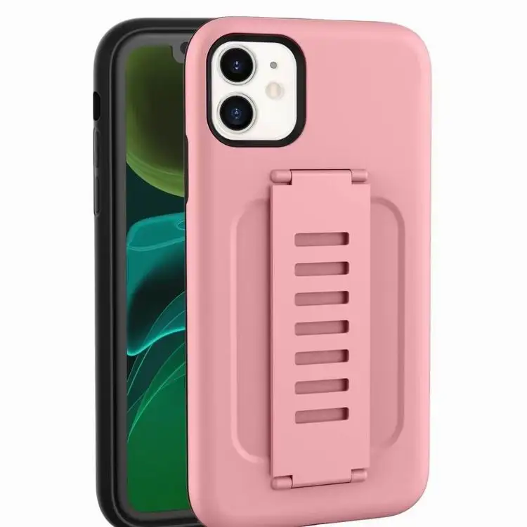 

latest PC TPU hard case two in one for iPhone12 Pro max TPU wristband comfortable hand latex soft touch case mobile phone cover, 9 colors