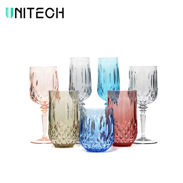 

Wholesale Custom Polycarbonate Whiskey Wine Water Glass Set Colors Hard Crystal Acrylic Drink Glasses Cups Reusable Plastic Cup, Clear, blue ,customized color