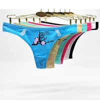

Women's Sexy Cotton Print Panties Teen Girls Wearing Thongs