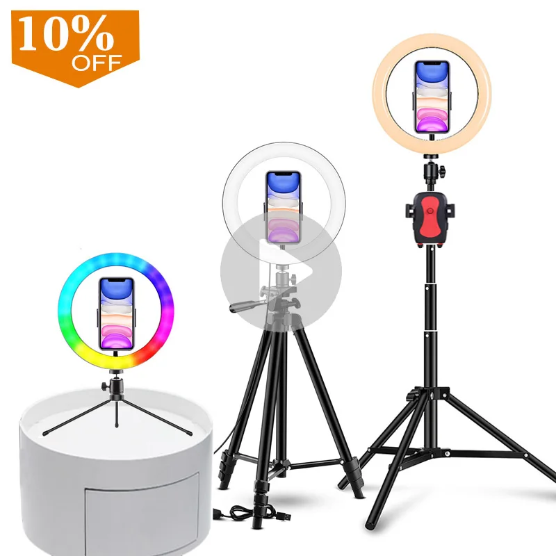 
Amazon 8inch 10.2inch Halo Table Usb Beauty Video Studio Photo Circle Lamp Dimmable Selfie Led Ring Light With Tripod Stand 