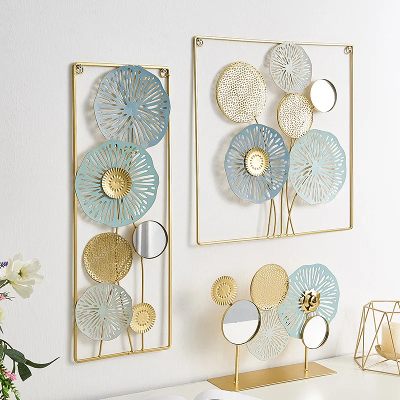 

Nordic Model Metal Wall Hanging Decoration Luxury Leaf Iron Office Mirror Craft Designs Wall Arts