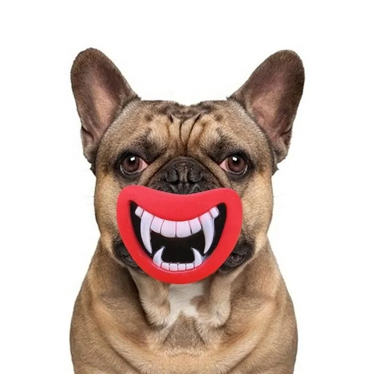 

Hot Sale Funny Halloween Devil's Lips Happy Dog Squeak Toy Deep Houndstooth Pet Chew Toy, Red