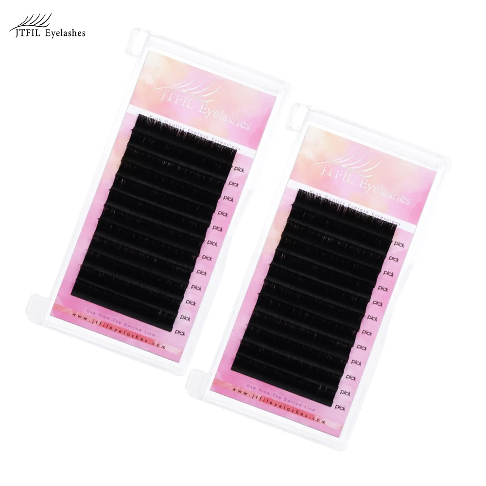 

JTFIL volume private label wholesale supply details easy fanning eyelash extensions 25mm, Natural black