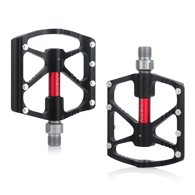 

2021 New Lightweight Aluminum MTB Pedals Flat Mountain Bike Pedals 3 Bearing Non-Slip for Mountain Bike Road BMX Bicycle 9/16", Black