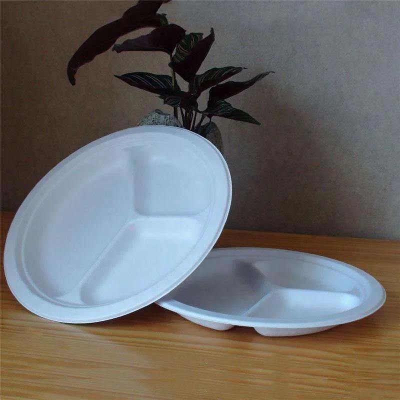 

Eco-friendly Biodegradable disposable food storage container set 3 compartment paper plate, Bleached or unbleached