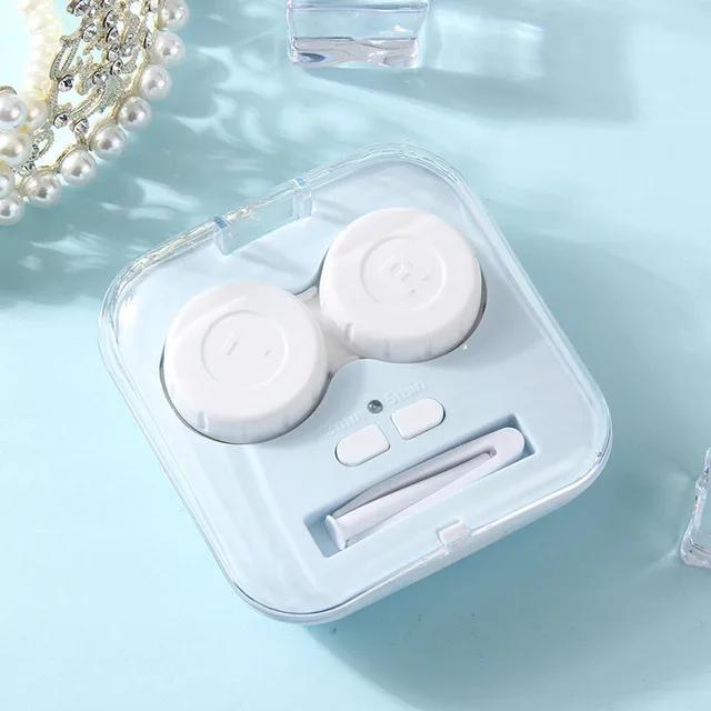 

Fashion Automatic cleaning of portable lovely contact lens case can be customized LOGO glasses case, 4 colors