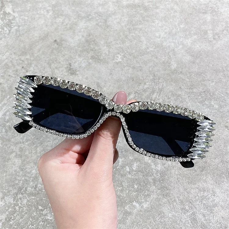 

2021 New Personality Sunglasses, All-Match Small Square Diamond Glasses, Funny Colorful Handmade Diamond Sunglasses, Picture shows
