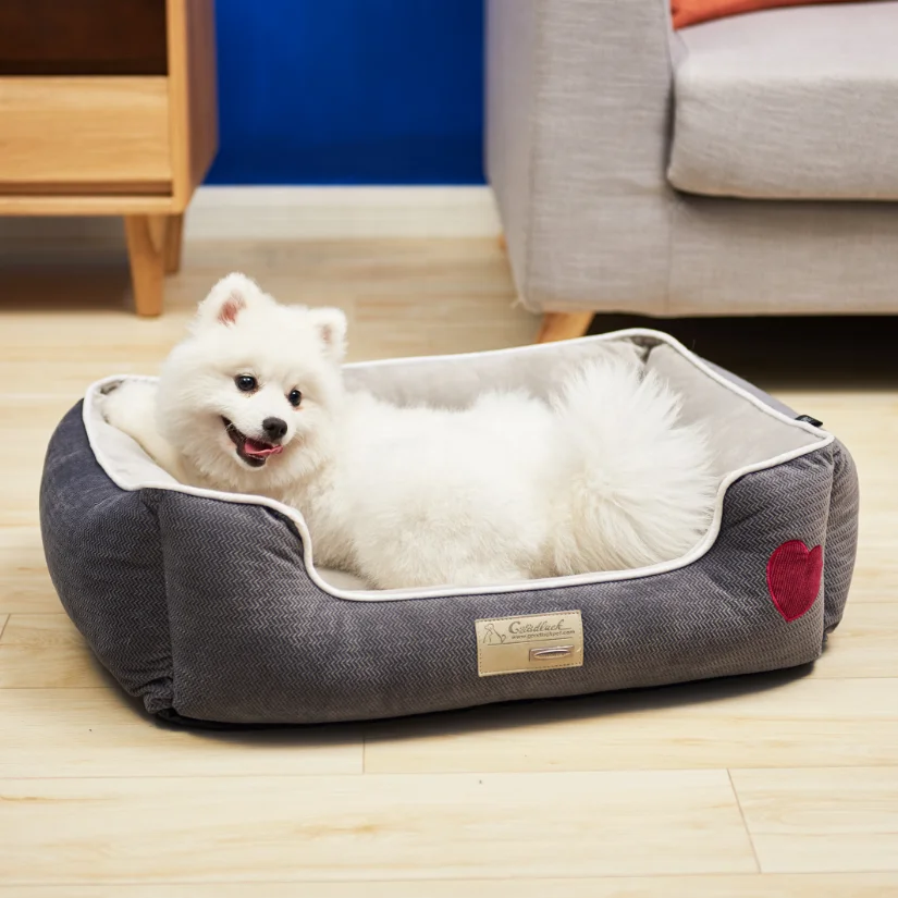 

Wholesale Pet Supplies OEM Available Luxury Super Soft Short Plush Pet Dog Bed, Grey