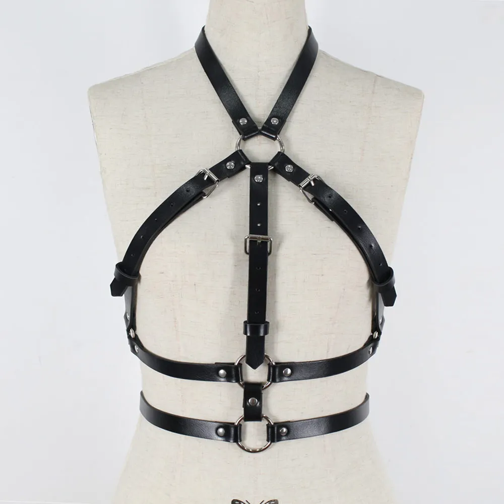 

Body Chest Harness Waist Harajuku Belt Bandeau Lingerie Halter Caged lenceria Bra Adjustable Strap for Women, Shown