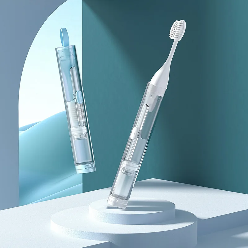 

Custom eco friendly portable adult mini folding travel toothbrush refillable reusable replace head toothbrush