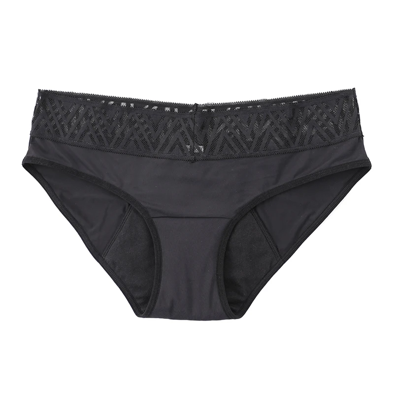 

Custom Logo Seamless Leak-Proof Menstrual Panties Women's Plus Size 4-layer Leak-Proof Low-Waist Women's Menstrual Briefs, Black