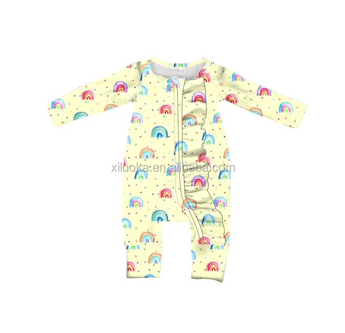 

Factory Price Baby Boutique Clothing Long Sleeve Girl Rainbow Jumpsuit