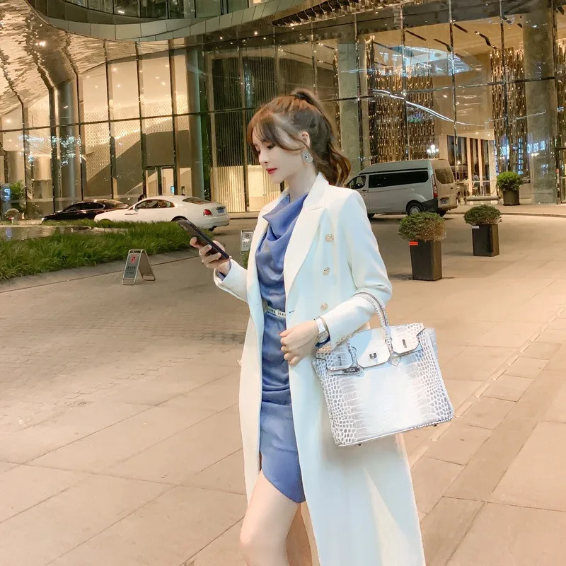 

2021 Spring New White Long Plus Size Windbreaker Crop Jacket Women