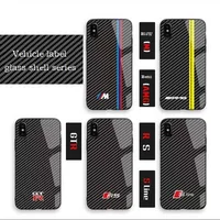 

New carbon fiber painted tempered glass phone cases cover clear hard shockproof mobile case for iphone