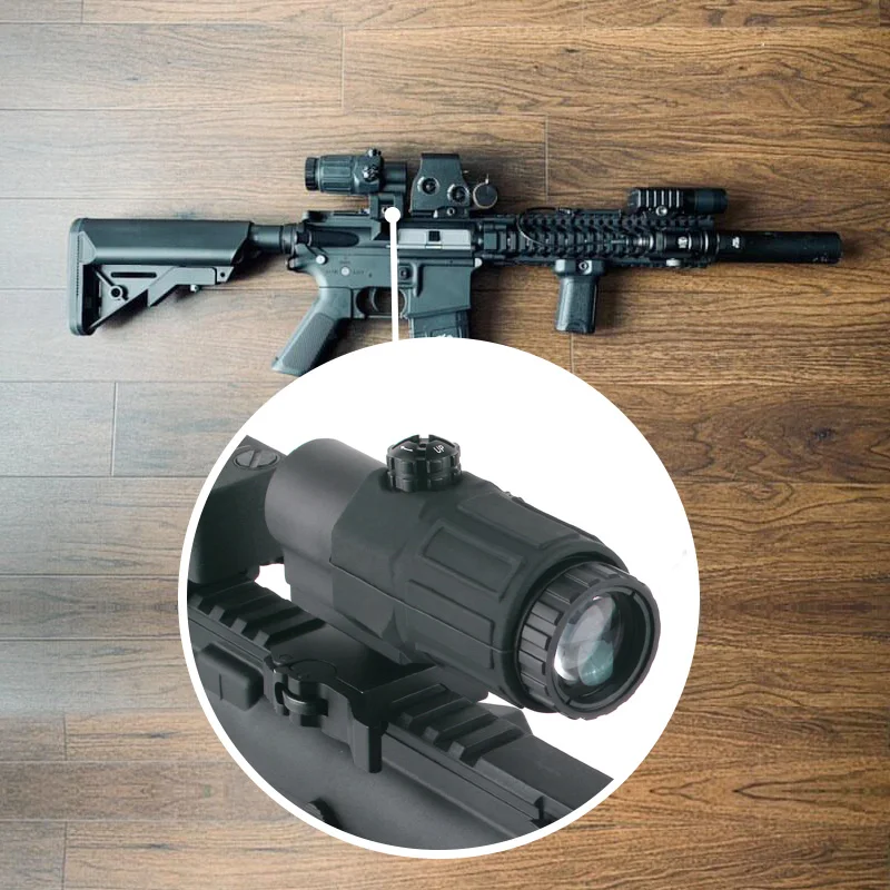 

Tactical 3x magnifier scope Flip-to-side Switch Side Quick Detachable QD Mount For Shooting Air Gun Holographic Red Dot, Black