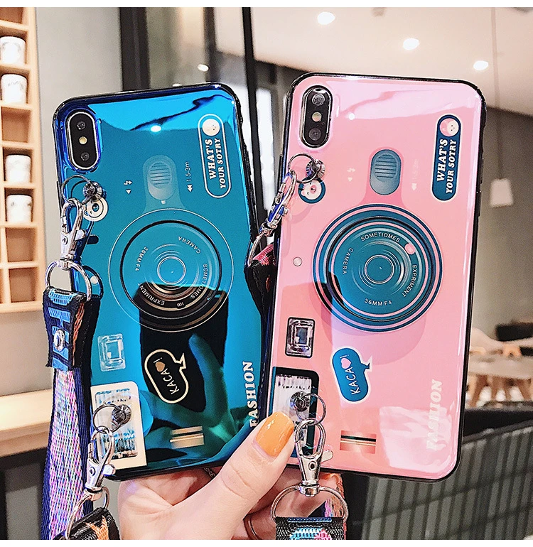 

For iphone for samsung for huawei quakeproof cover with Kickstand long Lanyard Silicone phone case