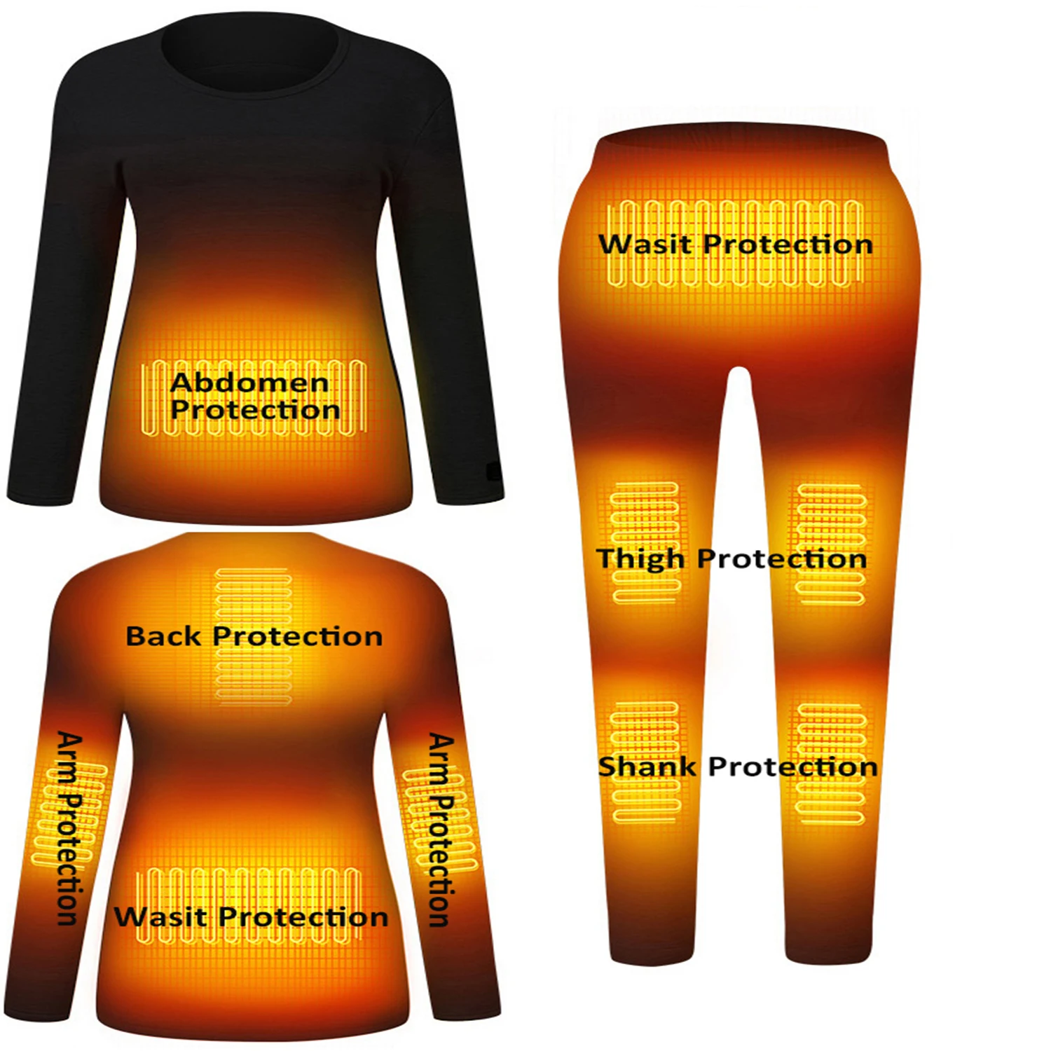 

Electric Intimate Heating Thermal Clothing Ultra Soft Lightweight Thick Long John Winter Womens Mens Heated Thermal Underwear