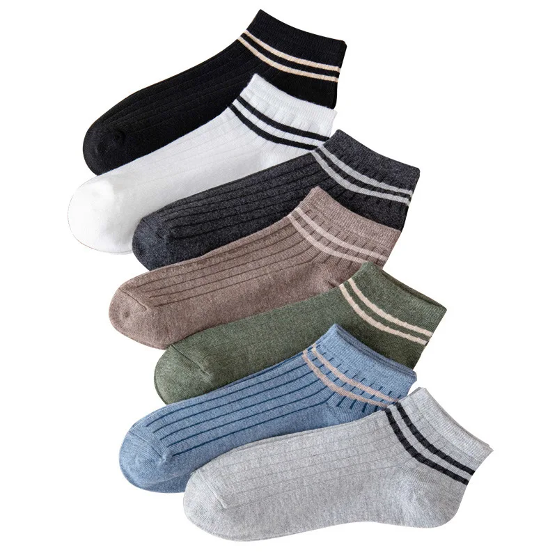 

Pure Color Casual Parallel Bars Short Invisible Classic Models Ankle Men Boat Socks