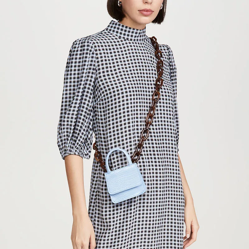 

Small square bag 2021 niche fashion new acrylic shoulder bags cute crocodile leather custom women mini purse chain strap, 2 colors