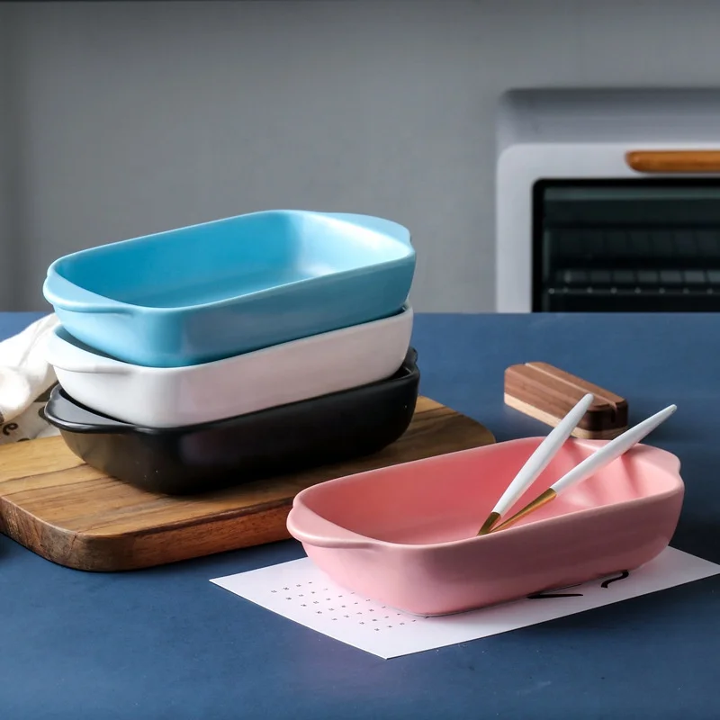 

Microwave Oven Ceramic Baking Tray Pan Baking Plates, 6 colors