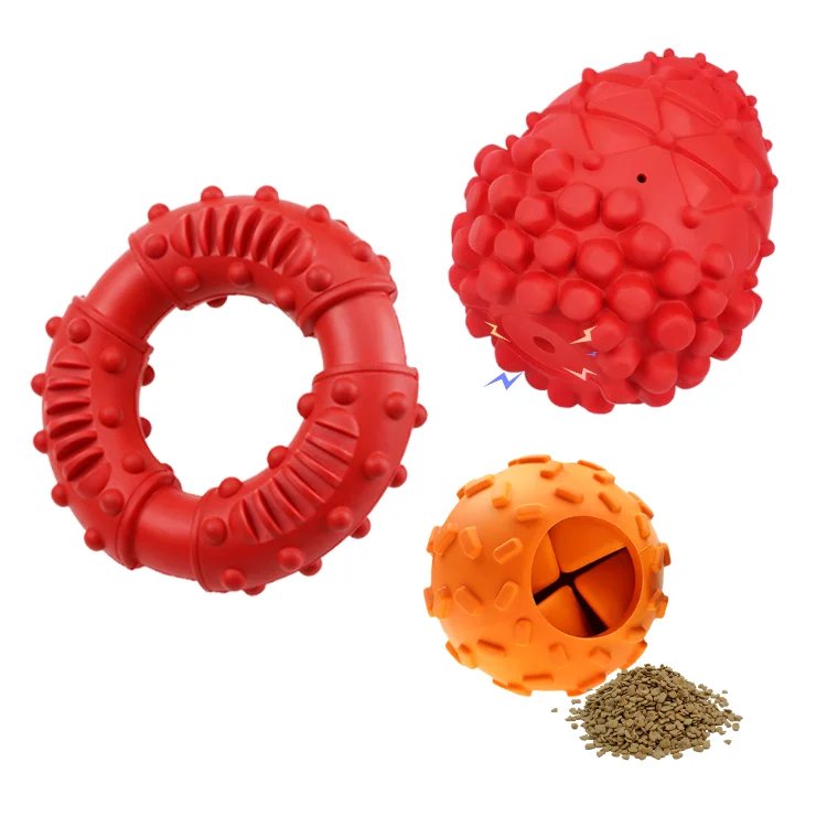 

Hot Sale Pet Chew Ball Ring Durable Rubber Dog Toy Luxury Set Interactive Dog Chew Toys For Aggressive Chewers
