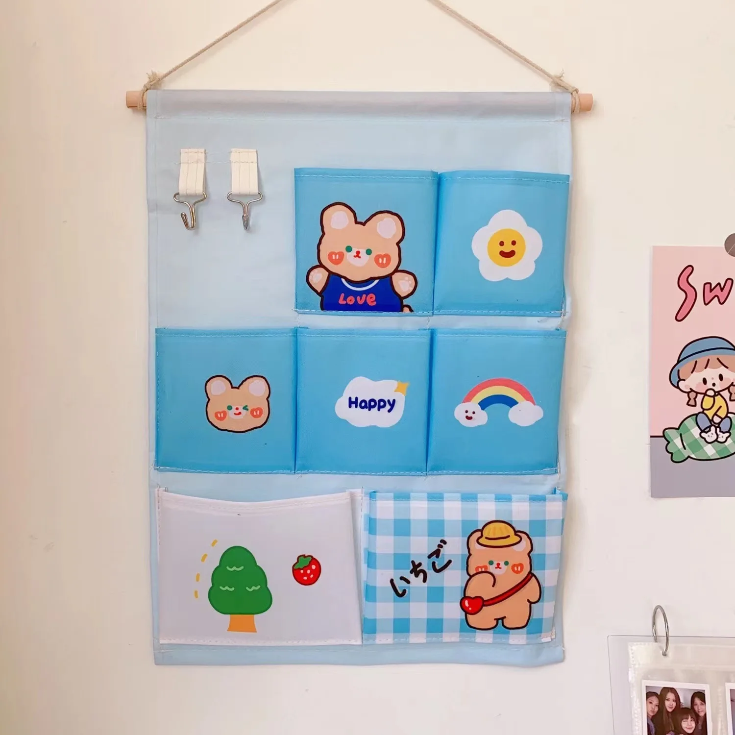 

Storage bag wall cute bedside door back cabinet net red hanging fabric storage bag