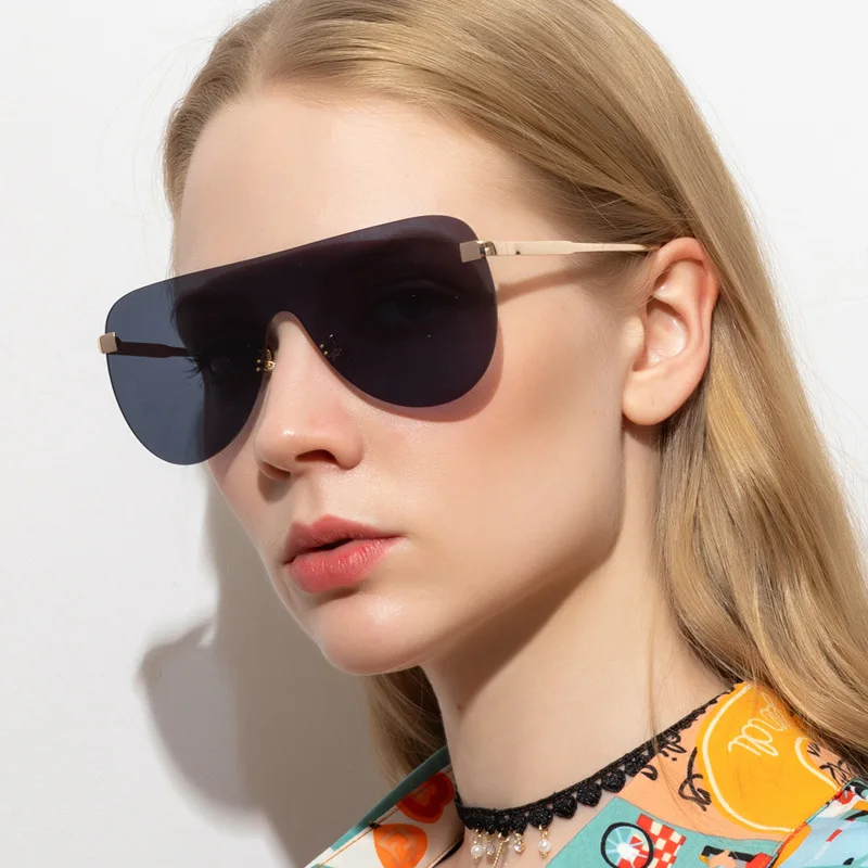 

Fashion Lens Sun Glasses Women Frameless Rimless One Piece Sunglasses