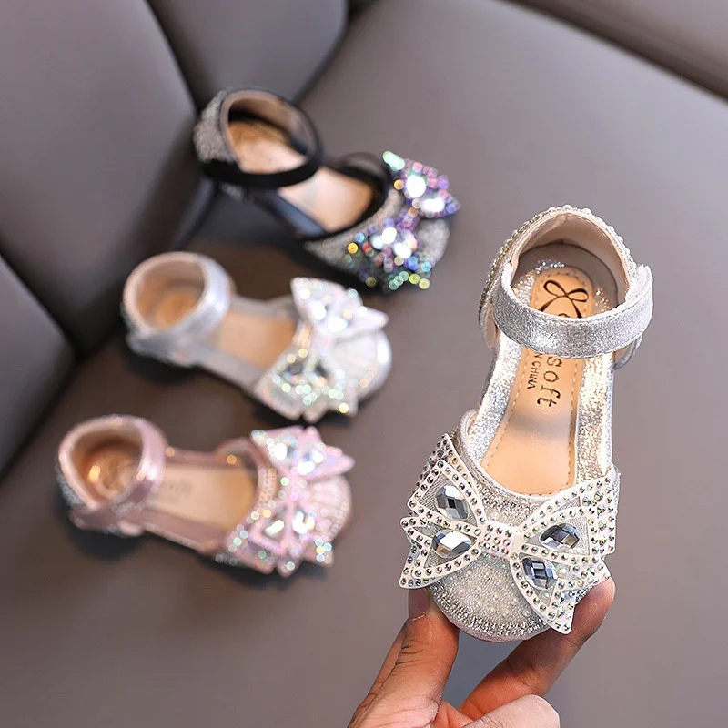 

2021 spring and autumn Korean girl Baotou rhinestone princess dance performance sandals