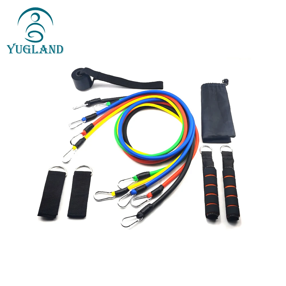 

customised wholesale exercise workout fitness tube 11 piece resistance band set