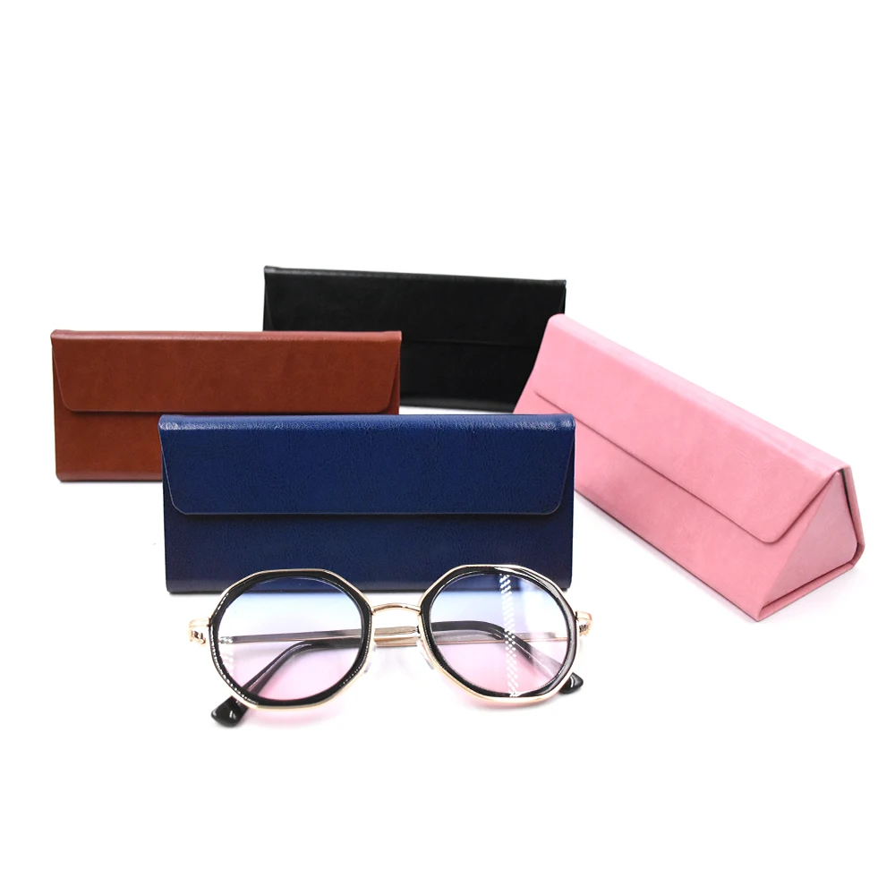 

custom logo folding reading glasses case eyeglass triangle sunglasses hard case, Solid colour