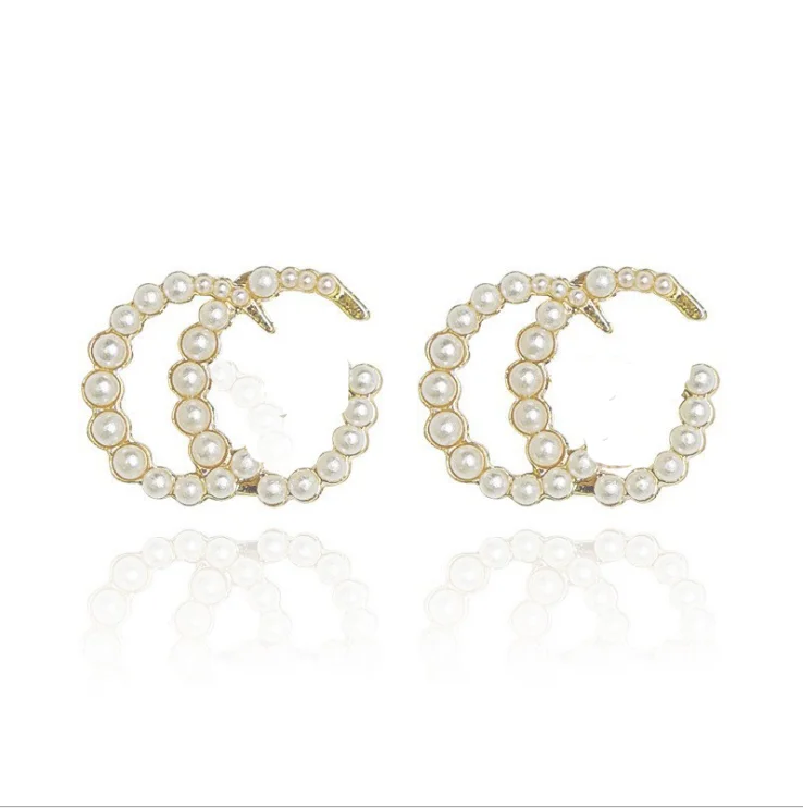 

G Earrings Initial Letter Earrings - Sterling Silver Hypoallergenic Pearl Cubic ZIRCON Earrings Colorful Crystal Alphabet Rhin