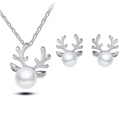 2021 Christmas 3 pc Sets Pendant Necklaces Earrings Set Christmas Jewelry for Women Gifts