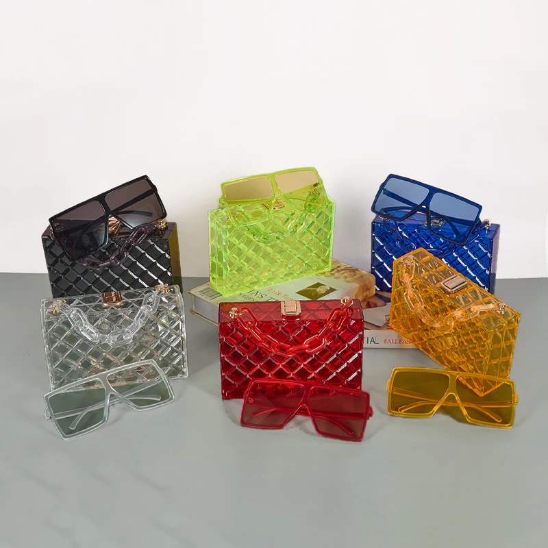 

2021 Clear Bags Women Jelly Handbags Women Sunglasses And Purse Sets